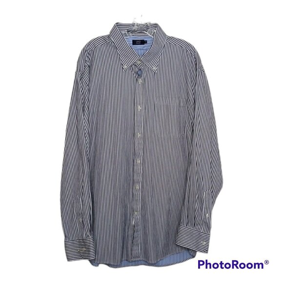 Lincs Shirt Men’s 2XL David Chu Regular Fit Non Iron Black Stripe Business Dress - Picture 1 of 11